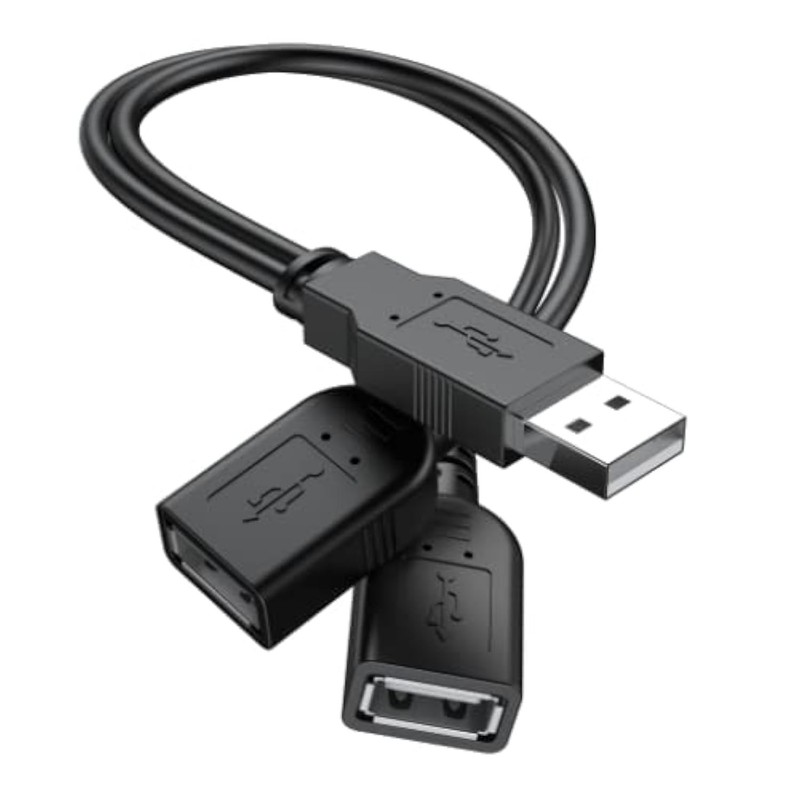 Durable USB 2.0 Y Splitter with Aluminum Build – Supports Dual Device Charging