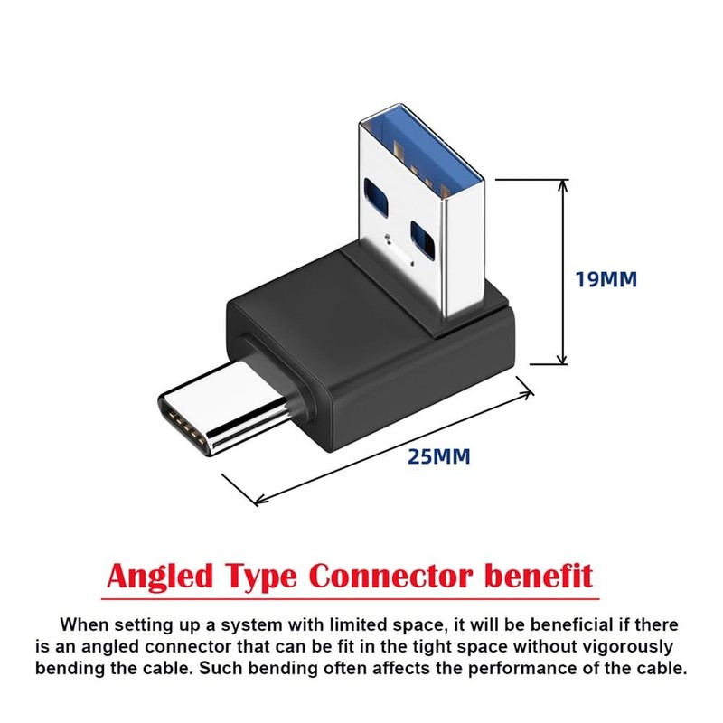 USB3.0 Type A Male to USB 3.1 Type C Male Data 10Gbps Charge Adapter Up Angle... gallery
