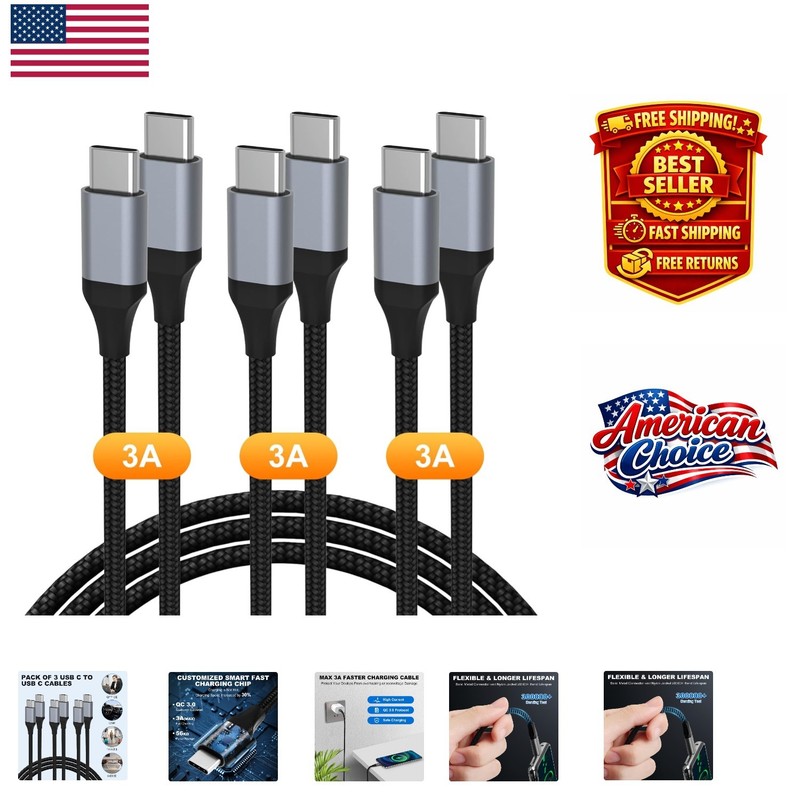 Versatile 60W USB C Charging Cable Set – Nylon Braided for Durability & Safety