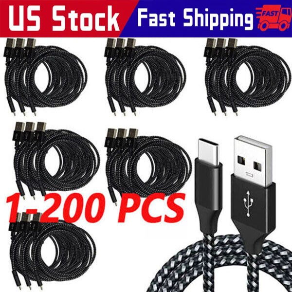 Lot USB-A to Type-C Fast Charging Data SYNC Charger Cable Cord 3/6FT LONG