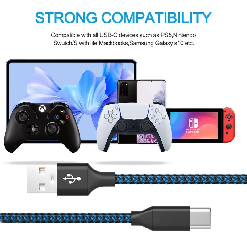 Braided USB A To Type-C Fast Charging Data SYNC Charger Cable Cord 3/6ft HOT gallery