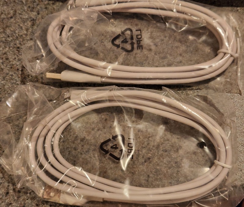 LIGHTNING TO USB 5′ CABLES, QUANTITY IS 2, BEST BUY ESSENTIALS, MFI CERTIFIED