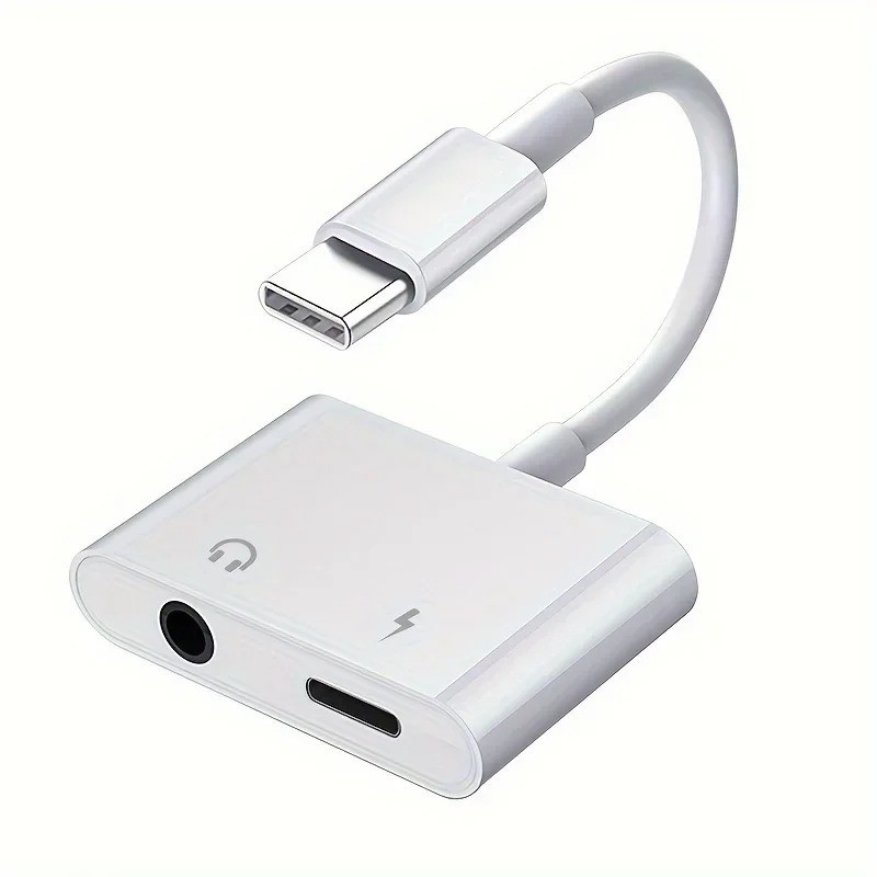 2 in 1 Charger and Headphone USB Type C to 3.5mm Aux Audio Cable Cord Adapter