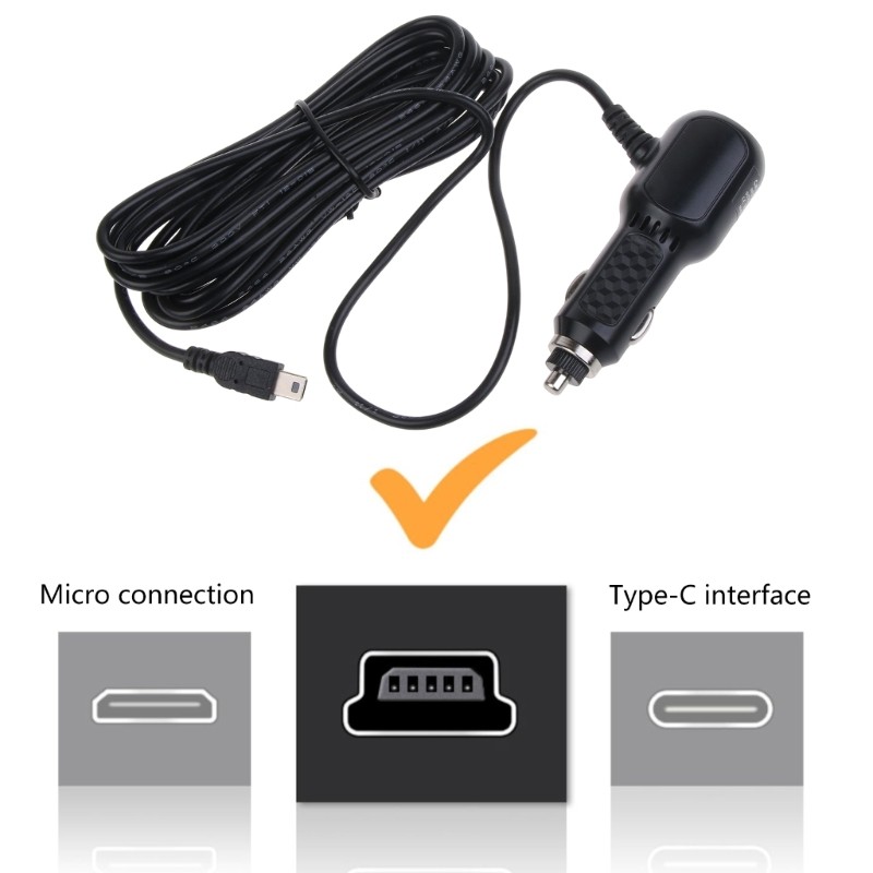 5V 3.5A Dual-USB Port DashCam Car Adapter Mini USB Power Cable gallery