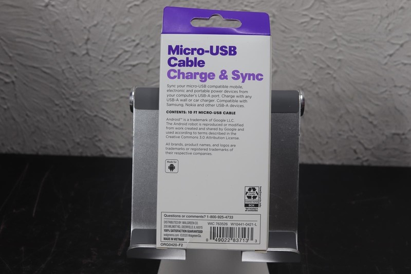 2 PACK Micro-USB Android Braided Cable -Charge & Sync 10 ft. Black/Grey New gallery