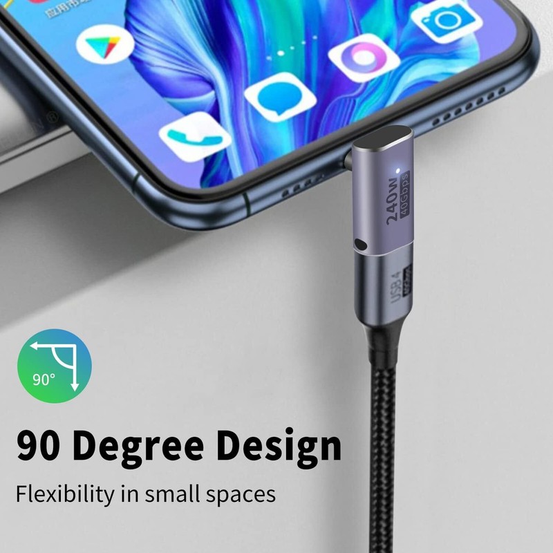 2pcs 240W USB 4 C Adapter Up Down Right Angle Male to Female 40Gbps Connector 8K gallery