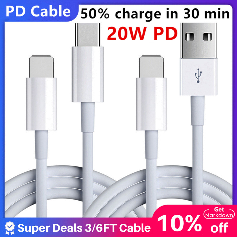 3Ft 6Ft PD Fast Charger/USB Chaging Cord For Apple iPhone 12 11 Pro Max XR 8 7