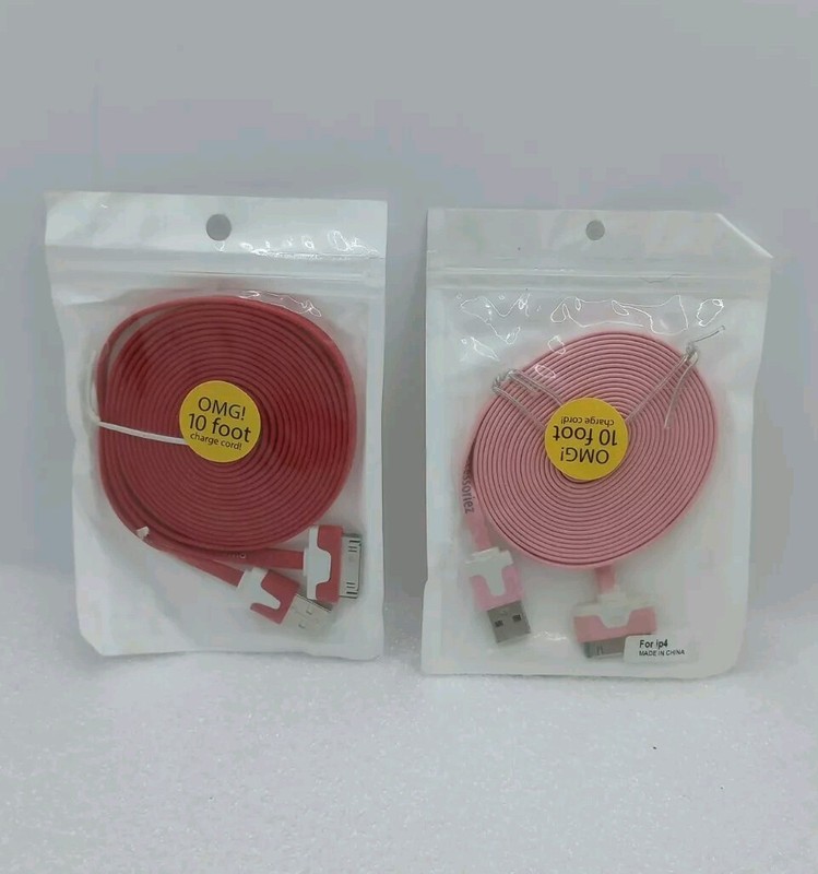 Set of 2 ~ USB Sync Data Charging Charger Cable Cord for Apple iPhone 4 4S (ip4)