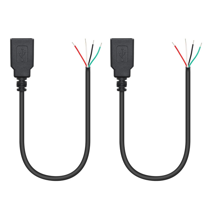 Short USB a Female 4 Pin Bare Wire 11Inch,Usb 5V/2A 4 Pin Pigtail Open End Power