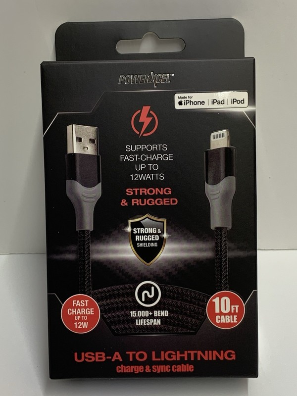 Powerxcel Fast Charge 10-Ft USB Sync and Charge For iPhone Or iPad