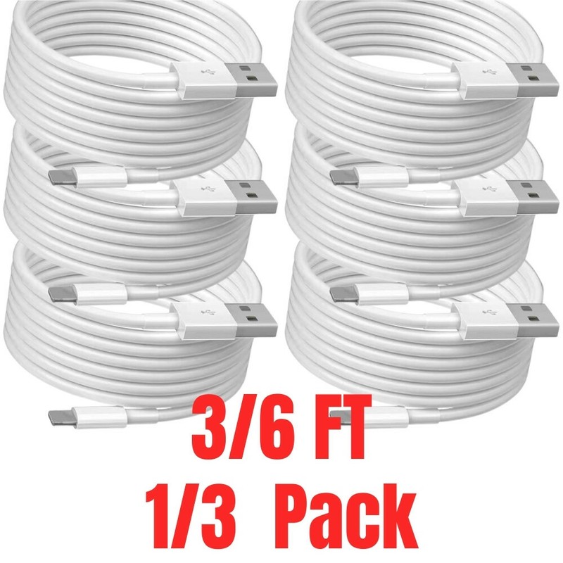 1/3Pcs USB Fast Charger Cable For iPhone 13 12 11 8 7 6 iPad Charging Cord 3/6FT