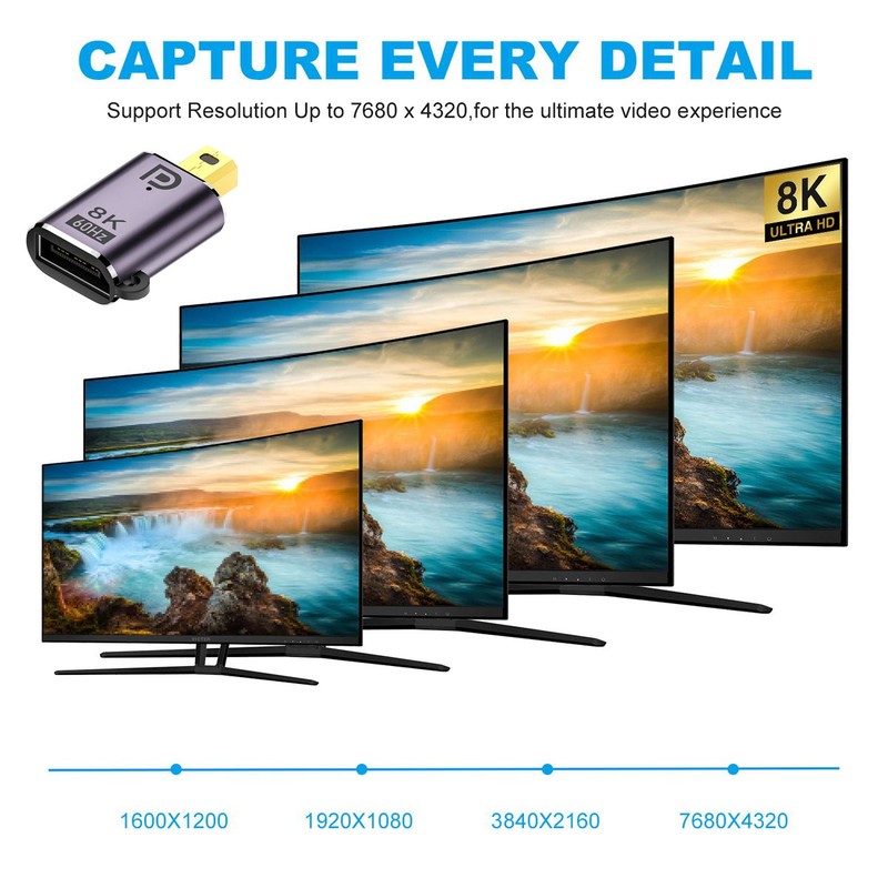 Chenyang Male to DP Female 8K 60hz Adapter Ultra-HD UHD 4K 144hz 7680*4320 gallery