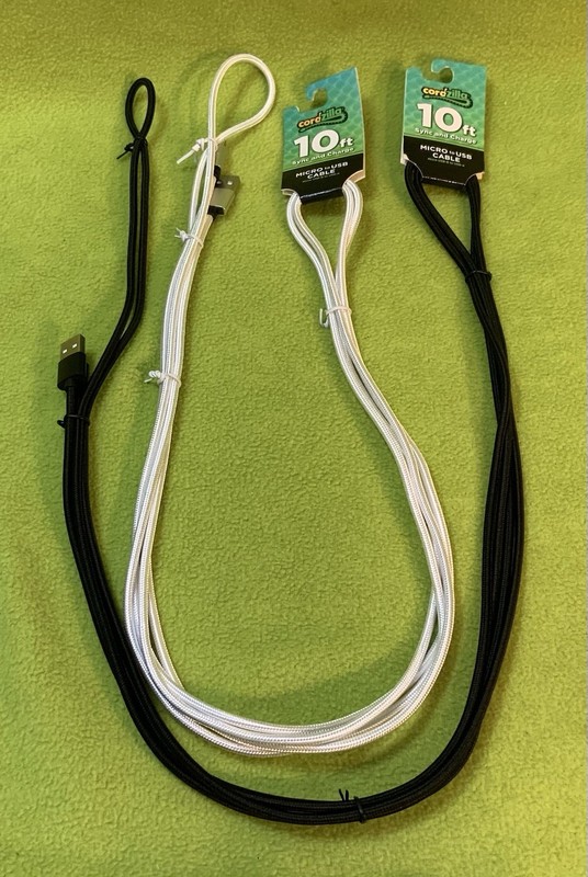 Cordzilla "Sync and Charge" Micro to USB 10 foot Cable 1 White + 1 Black Lot (2)