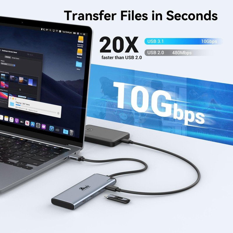 USBC to USBC Hub, LIONWEI USB C Splitter with Dual Type-C Video Output 4K@60H... gallery