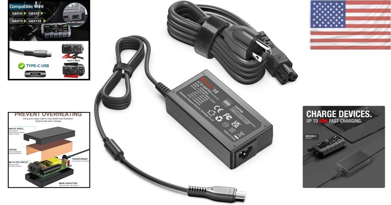 UltraSafe 65W USB-C Power Adapter for Boost Jump Starters - Lightweight Design gallery