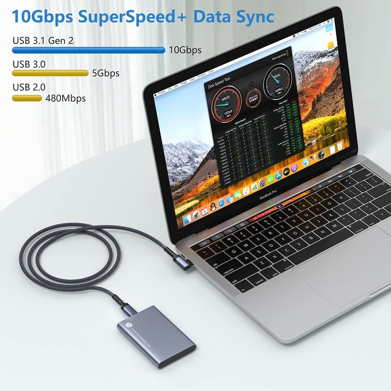 Right Angle USB C Cable 3ft, 100W 10Gbps USB-C to USB-C 3.1 Gen2 PD Fast Char... gallery