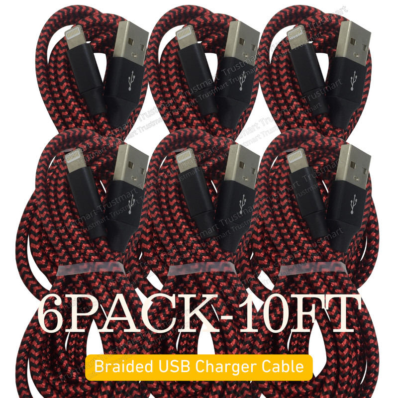 6PACK 10FT USB Cable For iPhone 6 7 8 Plus 13 12 11 X XR XS Pro MAX Charger Cord