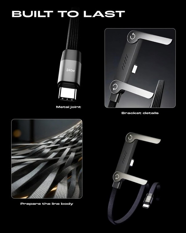 Compact 2-in-1 USB-C Cable with Foldable Stand for Fast Charging & Data Transfer gallery
