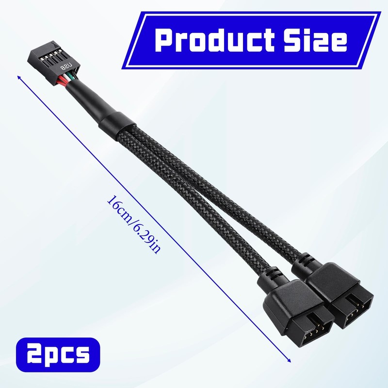 2 Pack USB Header Splitter, Motherboard USB 2.0 to Dual 9 Pin Extension for I... gallery