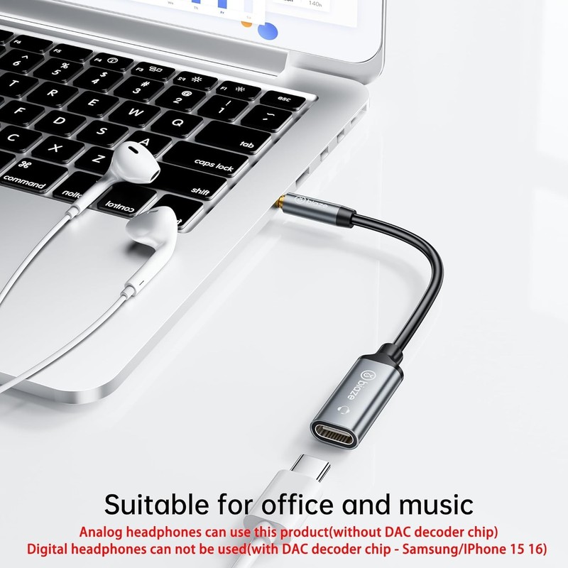 USB C Female to 3.5mm Male Audio Adapter – Seamless Analog Connection gallery