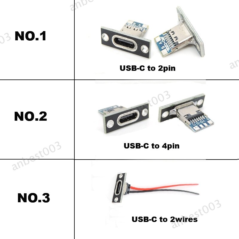 2/4Pin TYPE-C female charging Jack solder USB-C Micro cable Flat Plug socket gallery