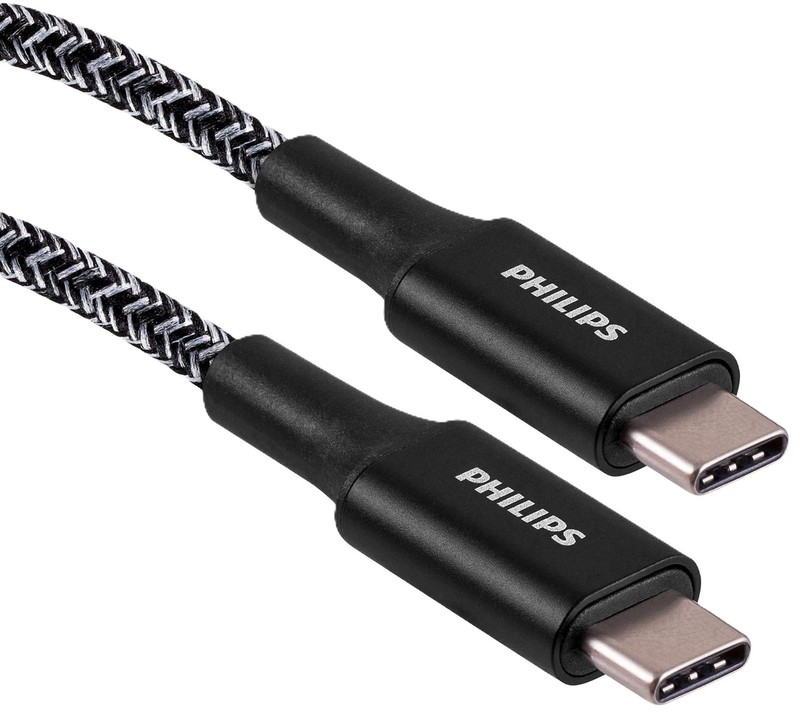 Philips 2Pk 6ft USB-C to USB-C Braided Fast Charging Cable Black DLC5226