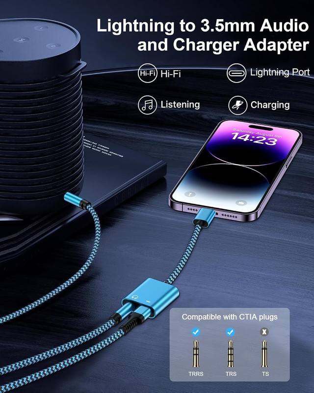 iPhone Headphone Adapter 2-in-1 MFi Splitter Charger Dongle Audio iPad gallery