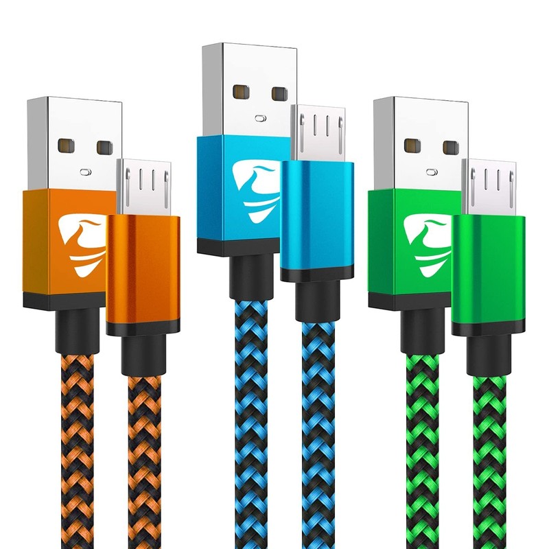 Brand New 3-Pack Micro USB Cables 6ft Multi-Color Braided High-Speed Data & C... gallery