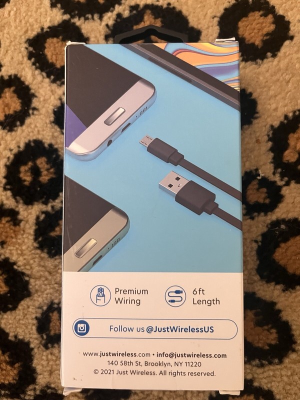 Just Wireless 6ft Flat TPU Micro USB to USB-A Cable - Black - New gallery