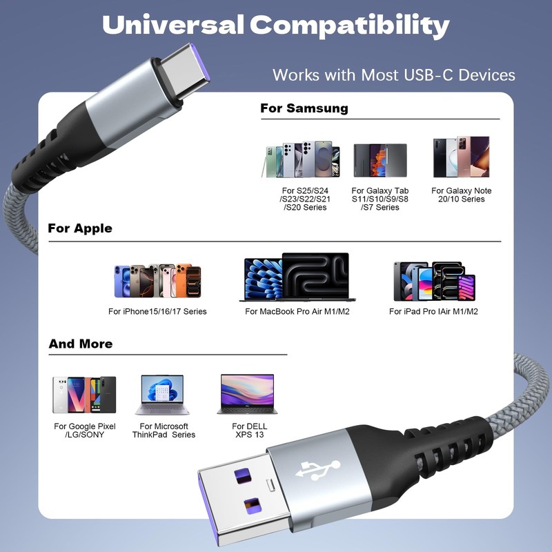 USB A to USB C Cable 60W Fast Charging [2 Pack 6FT],USB A to USB C Cable for ... gallery