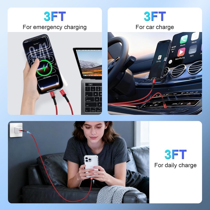 Universal 3FT USB C to C Cable with 240W Fast Charging & 480Mbps Data Transfer gallery
