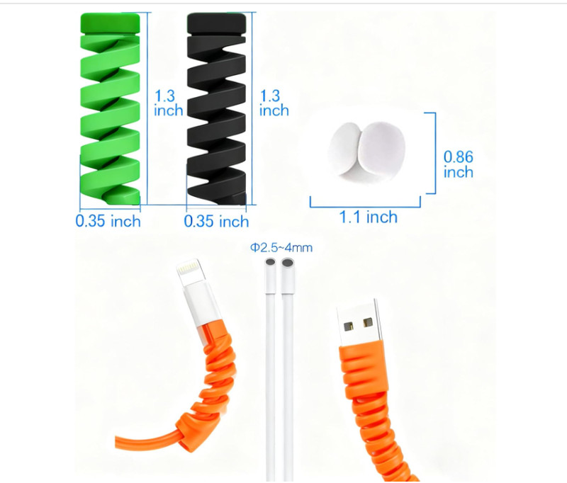 24-Pack Silicone Charging Cable Protector Set – Spiral Cord Saver for USB Phon gallery