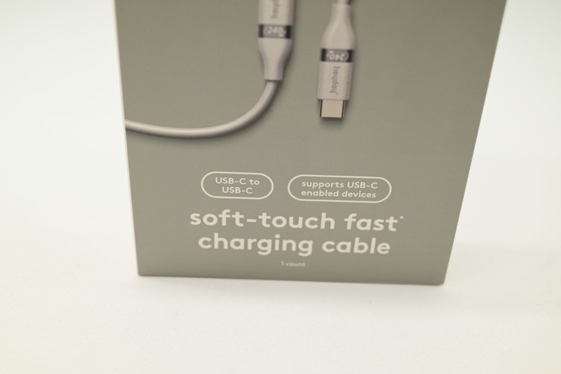 NIB Heyday Soft-Touch Fast Charging Cable Grey 6ft USB C to USB C gallery