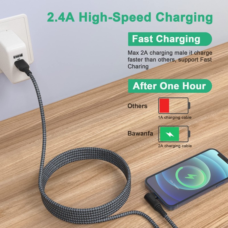 Apple MFi Certified Extra Long Right Angle iPhone Charger Cable (20 ft) - 90 ... gallery