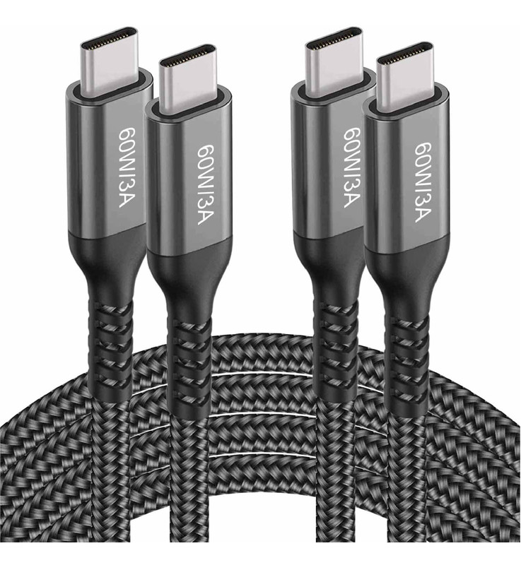 60W USB C to USB C Cables (6.6FT 2Pack),Type-C to Type-C Cable,Fast Charging Cor