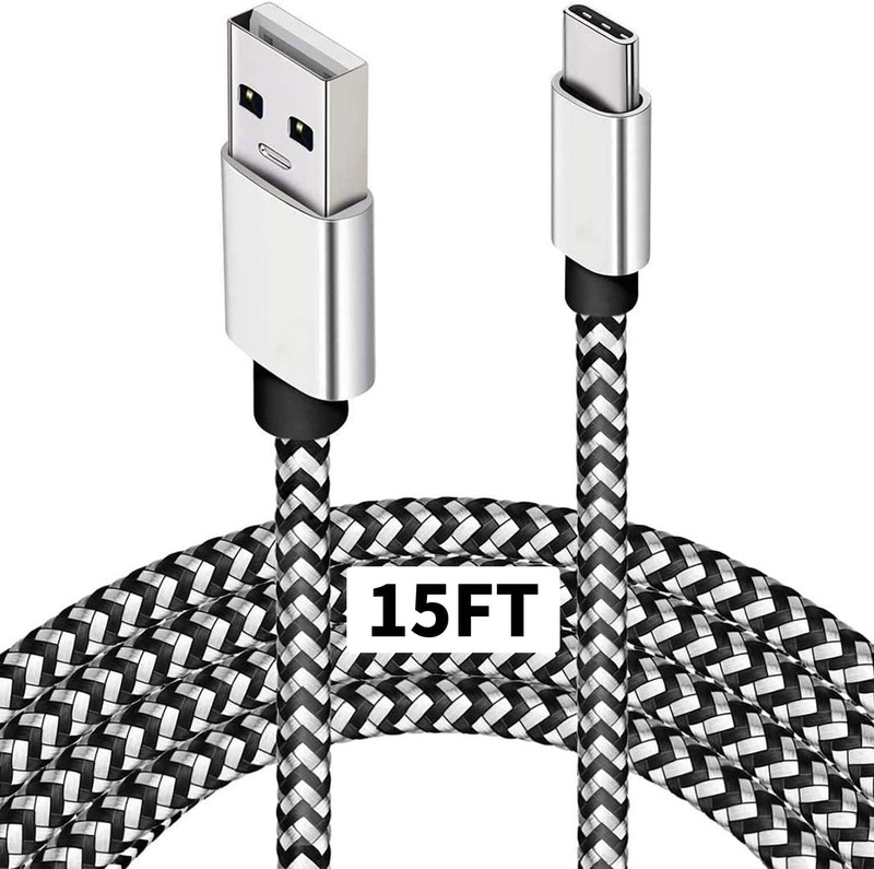 15 Feet USB Type C Charger Cable Extra Long Cord Smartphone Android Phone T