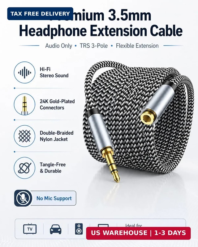 Headphone Extension Cable 10ft - Aux 3.5mm Extension Cable Male to Female, 1/8 I gallery