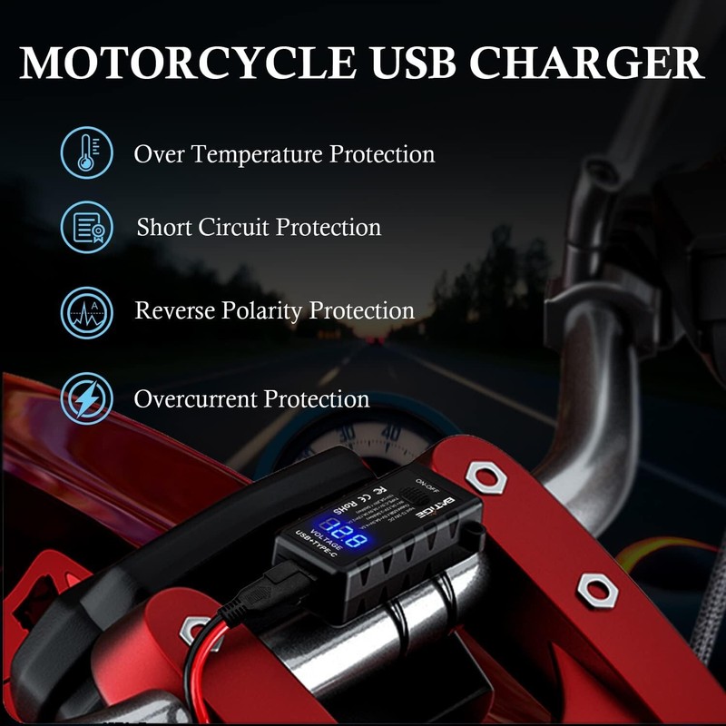 Motorcycle USB Charger SAE to USB Adapter Type C and Quick Charge USB 3.0 gallery