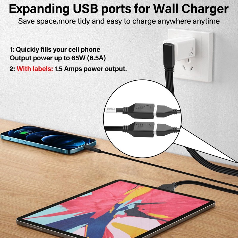 USB 2.0 Y Cable Splitter USB Male to Dual USB Female USB Splitter Adapter Ext... gallery