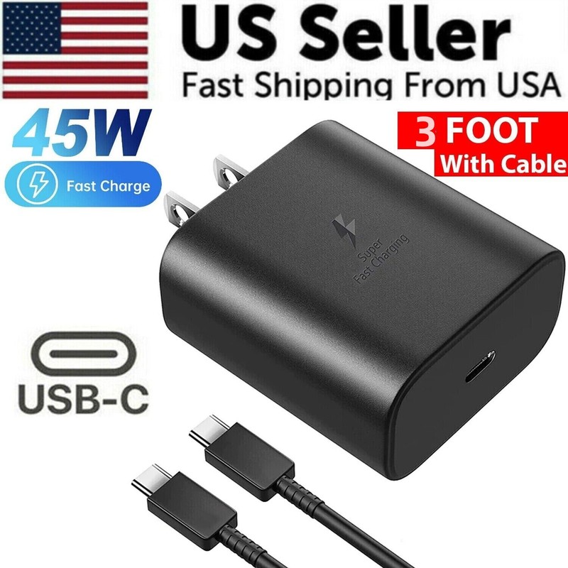 Black 45W Super Fast Charger Plug USB C-C Cable Samsung S23 Ultra S23+ S23 gallery