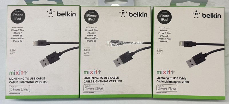 3/$19.99 Belkin “mixit” iPhone/iPad 4ft cable (137)