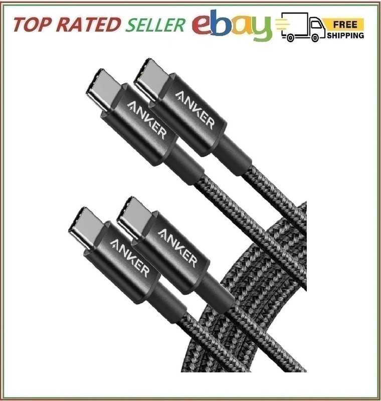 Anker USB C Cable New Nylon USB C to USB C Cable 2Pack 6ft 60W/3A