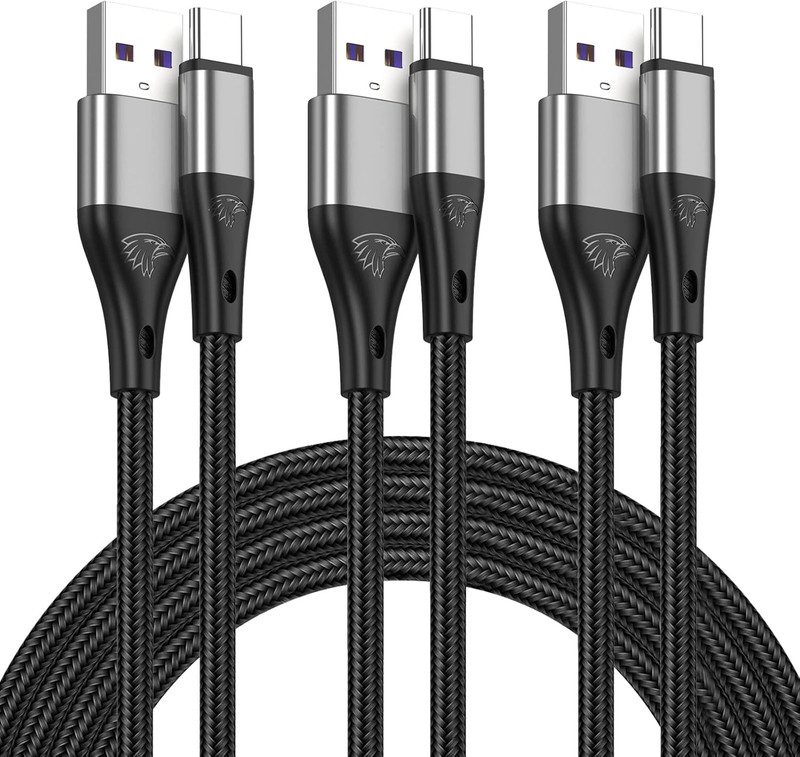 Extra Long 16FT USB Type C Cable Fast Charging,3Pack Premium Nylon Braided 3A Ra