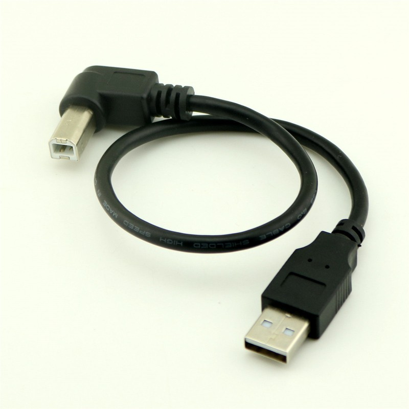 USB 2.0 Type A Male to B Male Right Angled Scanner Printer Cable Cord 1ft Black gallery