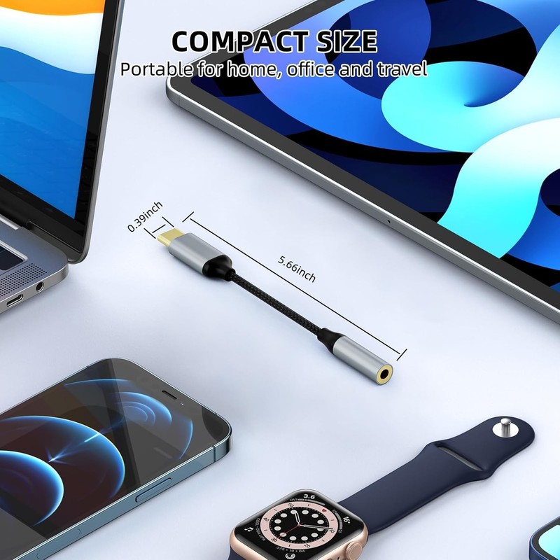 2 USB-C Type C Adapter Port to 3.5MM Aux Audio Jack Earphone Headphone Cable gallery