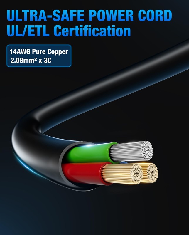 Heavy-Duty 14AWG Fast Charger Cable for Power Stations, 6FT Universal AC Cord gallery