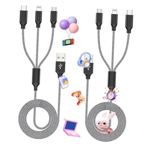 Multi Charging Cable,(2Pack 4FT) 3 in 1 Charging Cable for 4FT 2Pack Black&Gray gallery