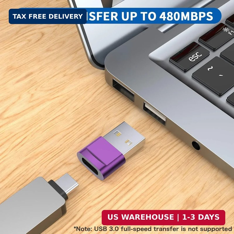 USB C Female to USB Male Adapter (4-Pack),Type C to USB A Charger Cable Adapter gallery