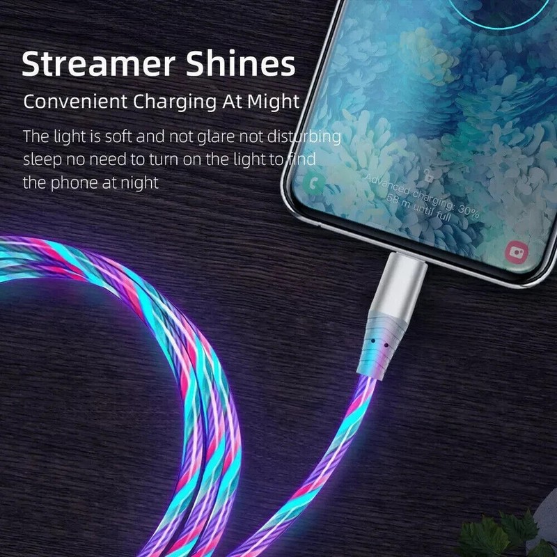 2 PACK LED 6FT Fast Charge USB-C to USB-A Charging Cable Colorful Charger Cord gallery