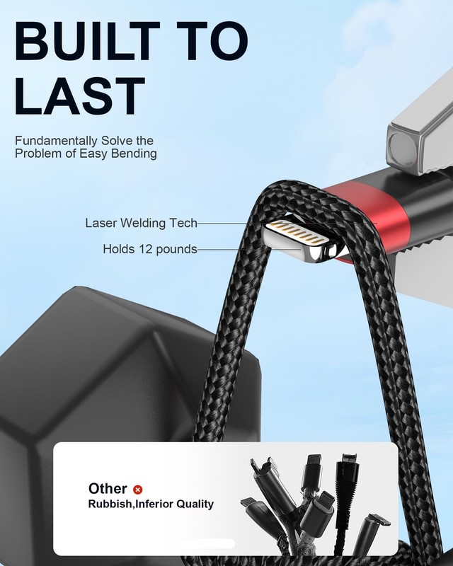 Bkduice 1ft Short iPhone Charger Cable, [MFi Certified] 2 Pack 1 FT, Black gallery